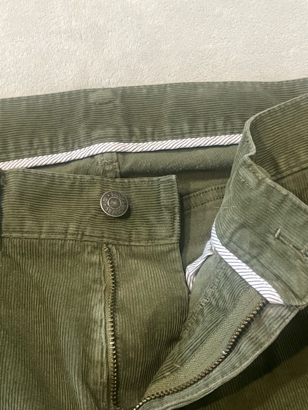 Brooks Brothers Slim Fit Corduroy Cotton Pants Men's 32x32 Olive Green - Picture 5 of 10